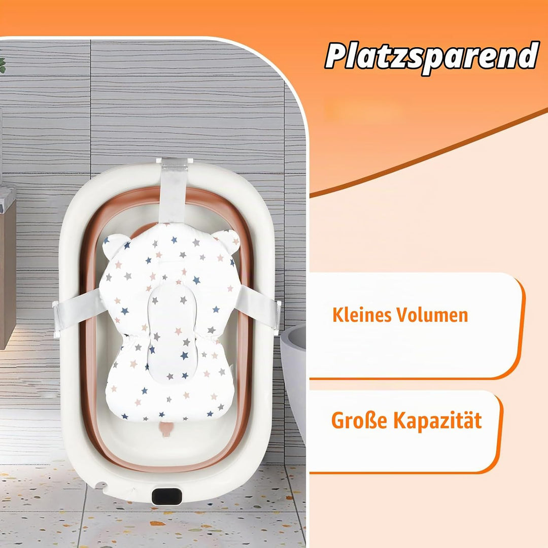 Faltbare Baby Badewanne mit Rutschfestem Kissen – Babywanne Ergonomisch, Tragbare Badewanne für Neug