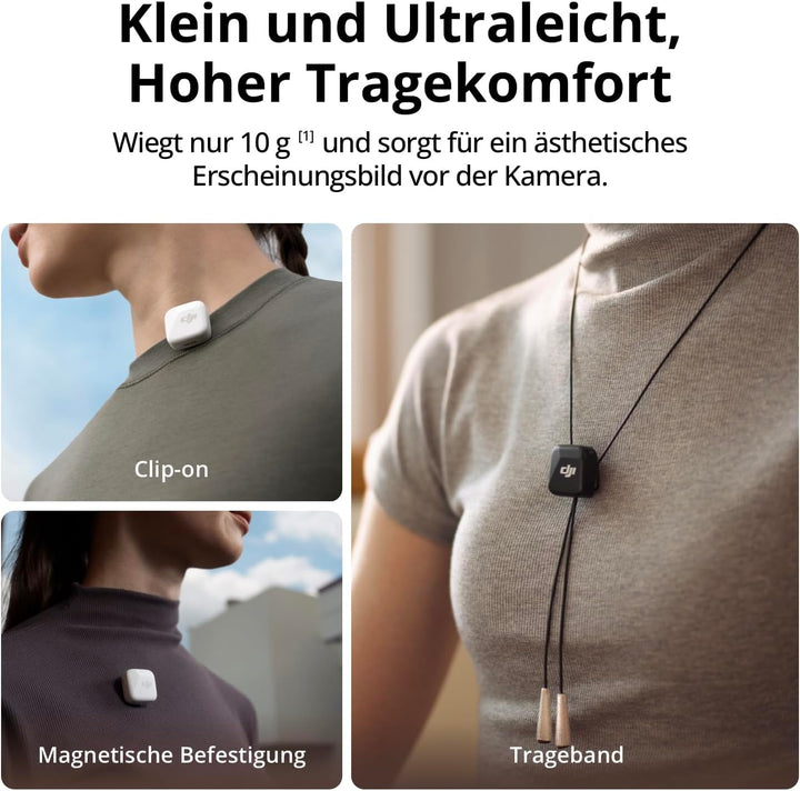 DJI Mic Mini (2 Sender + 1 Empfänger + Lightning-Adapter) für iPhone, Android &amp; Kameras, Ultraleicht