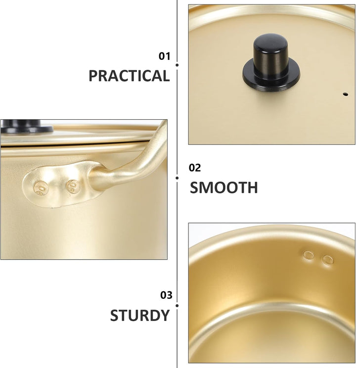 YARNOW Ramen Topf Mit Aluminiumdeckel Binaurales Design Für Nudeln Und Suppe Kochen Leicht Zu Reinig
