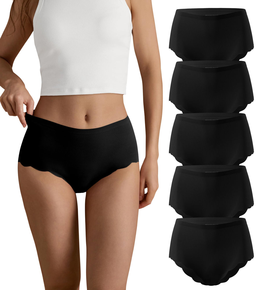SHARICCA Nahtlos Slips Unterwäsche Damen Hohe Taille Bequeme Seamless Hipster Slips No Show Unterhos