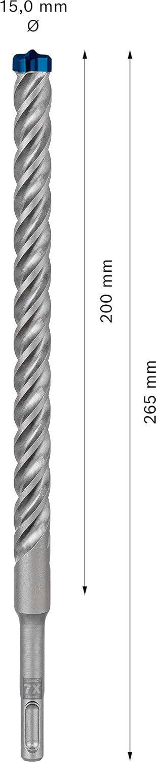 Bosch Professional 1x Expert SDS plus-7X Hammerbohrer (für Stahlbeton, Ø 15,00x265 mm, Zubehör Bohrh