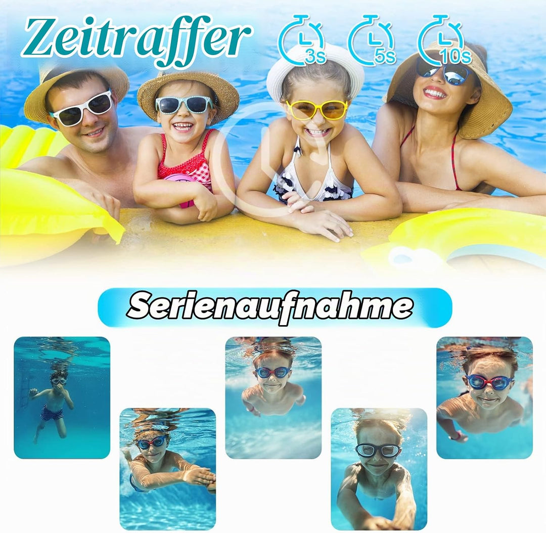 Ushining Kinderkamera wasserdichte Kamera für Kinder, 12 MP HD 1080P Digitalkamera Videokamera Selfi
