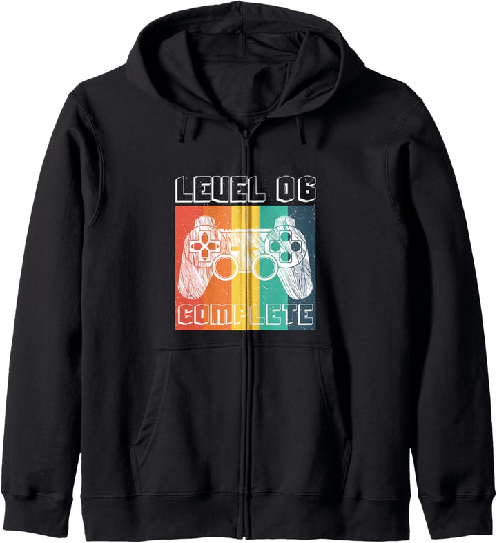 Level Complete Gaming Controller 6 Geburtstag Geschenk Gamer Kapuzenjacke