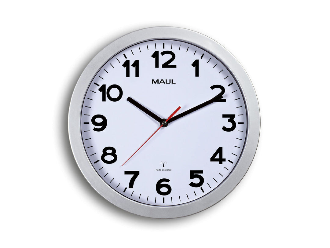 Maul Wanduhr MAULstep Ø 30 cm | Funkuhr mit automatischer Zeiteinstellung | ideal für Wohnzimmer, Sc