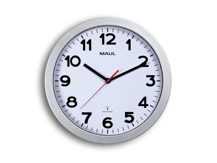 Maul Wanduhr MAULstep Ø 30 cm | Funkuhr mit automatischer Zeiteinstellung | ideal für Wohnzimmer, Sc