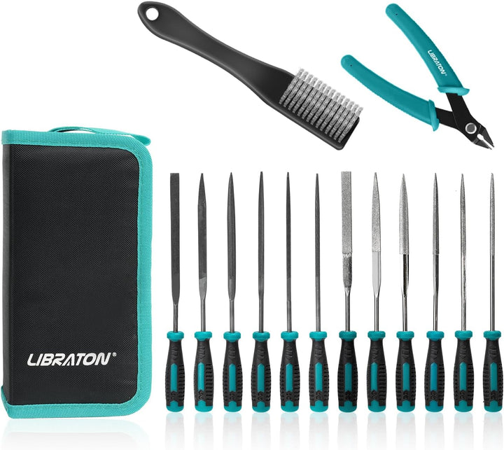 Libraton Nadelfeilen, Feilenset, Schlüsselfeilen 14tlg, 6 Diamantfeilen, 6 Kohlenstoffstahlfeilen mi