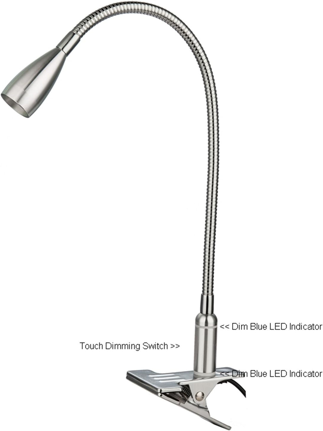 Meanyee 3W berührungsempfindlich stufenlos dimmbare flexible Schwanenhals Clip auf Schreibtisch Lese