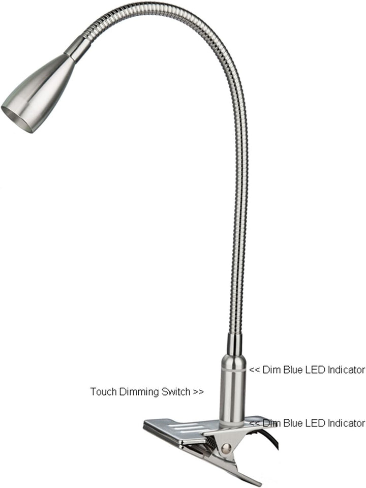 Meanyee 3W berührungsempfindlich stufenlos dimmbare flexible Schwanenhals Clip auf Schreibtisch Lese