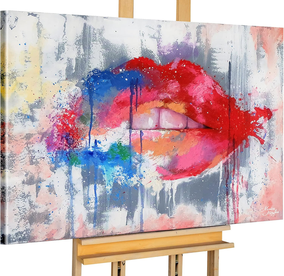Monica Mirafiori I 100% HANDGEMALT I Gemälde Mund 120x80cm | Gemälde Handgemalt | Acrylgemälde | Seh