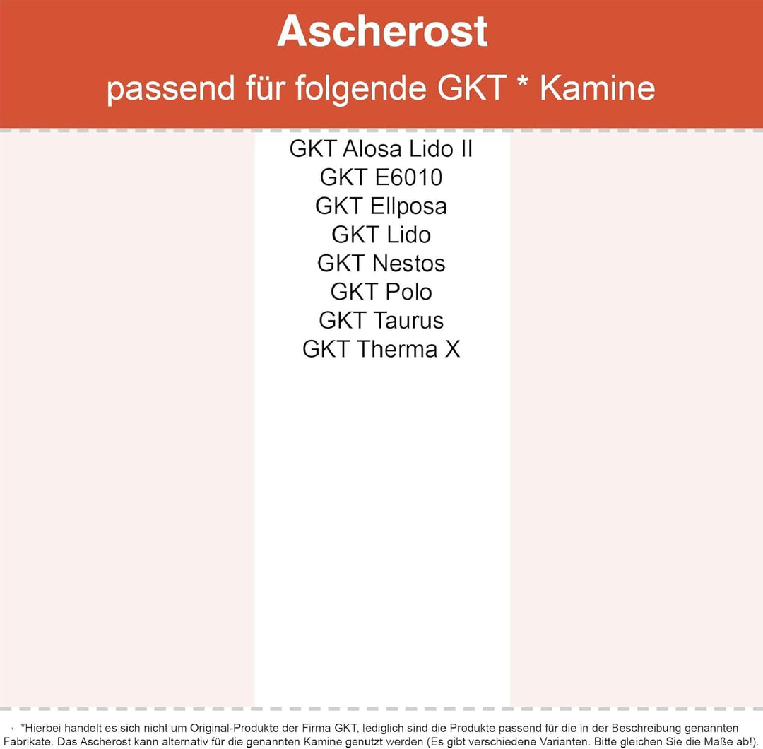 Kaminrost/Ascherost Eckig 220 x 110 x 15 mm passend für GKT ** Kaminöfen inkl. Modellübersicht - Asc