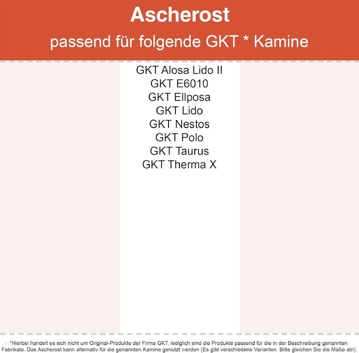 Kaminrost/Ascherost Eckig 220 x 110 x 15 mm passend für GKT ** Kaminöfen inkl. Modellübersicht - Asc