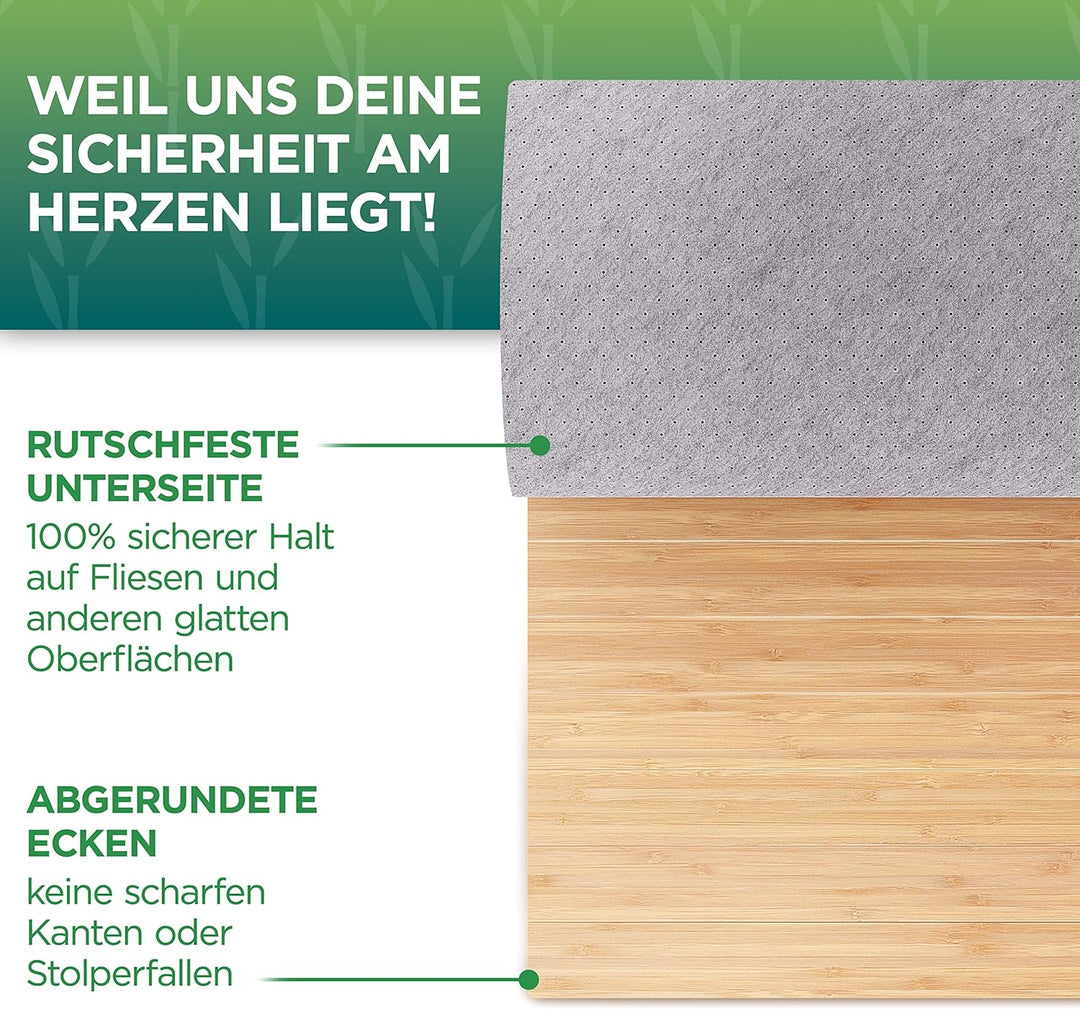 Green'n'Modern Toilettenmatte Bambus I Klomatte 50 x 50 cm WC Vorleger aus Holz I WC Matte Bambusbad