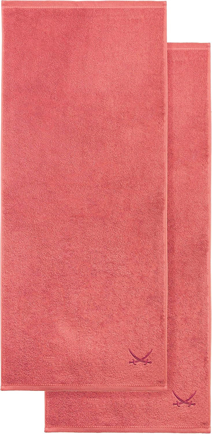 Sansibar Duschtuch 2er Set 70x140 cm 100% Baumwolle mit gesticktem Säbel Logo Badtuch Handtuch Coral