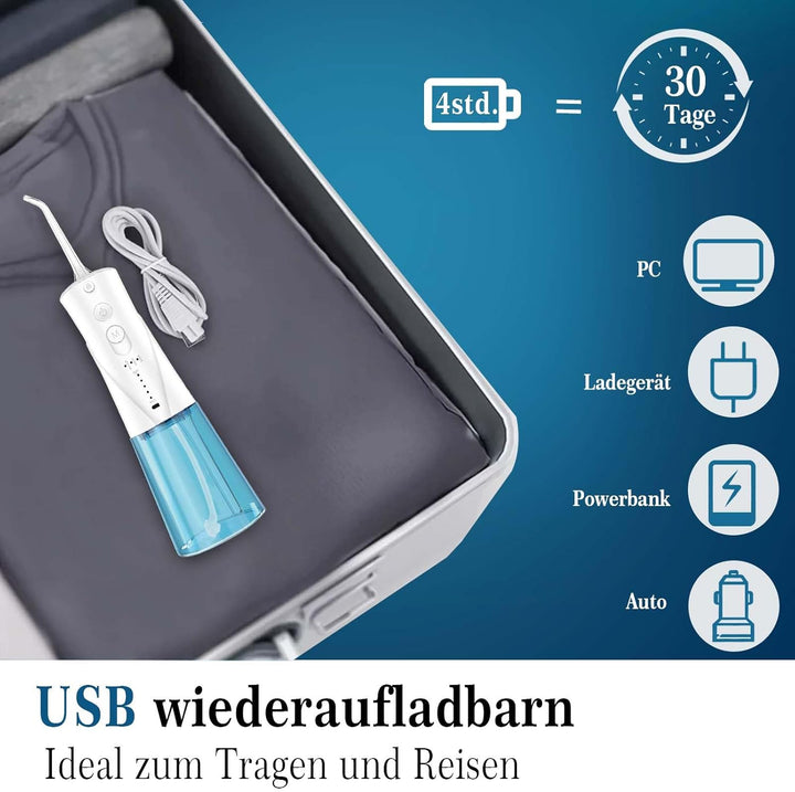 SURFOU Munddusche Kabellos Mundduschen 230ML 3 Modi 7 Düsen, Mundduschen Reise Water Flosser IPX7 Wa