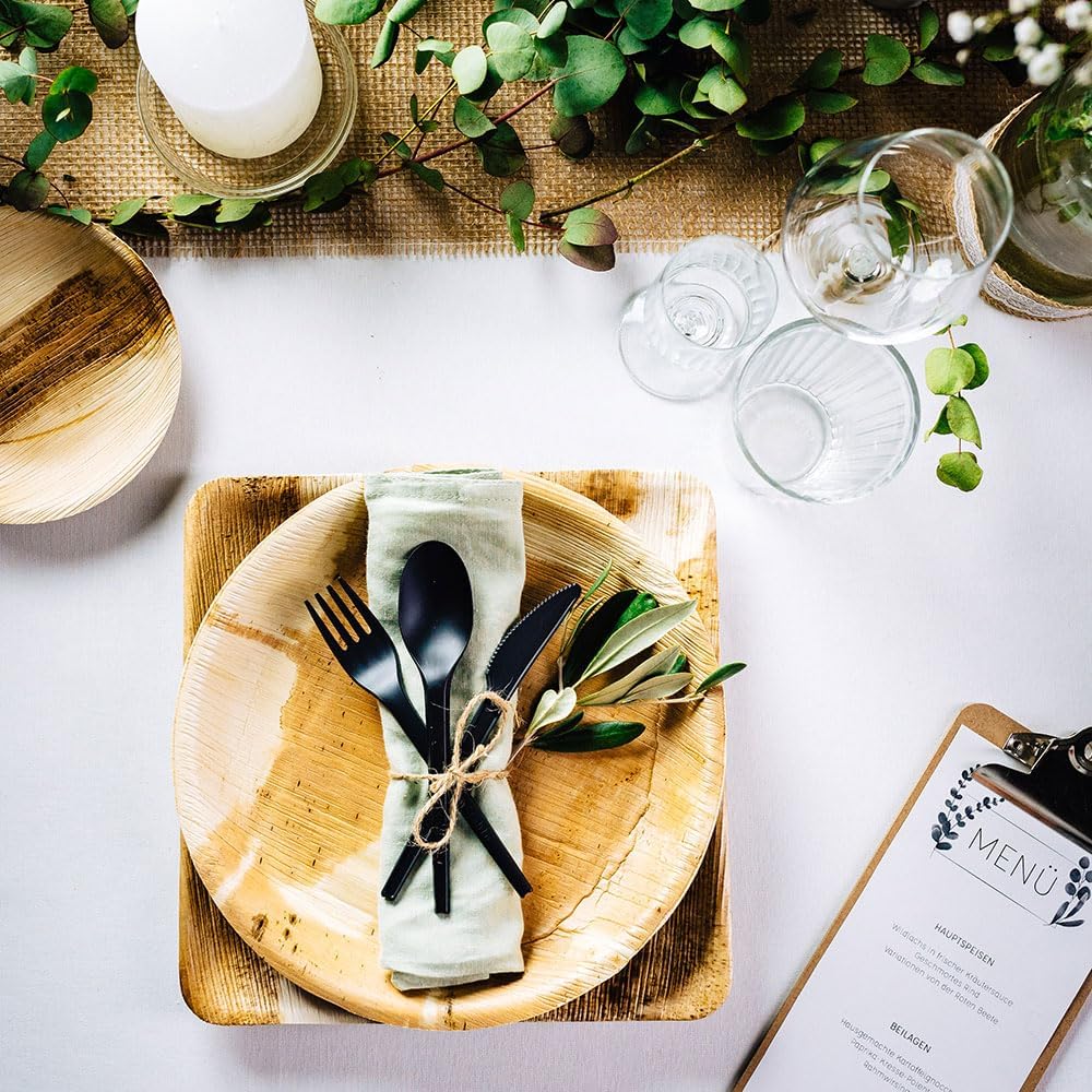 BIOZOYG Einwegteller 100 Stück Ø 15 cm Palmblatt-Teller - Einweggeschirr kompostierbar - hochwertige