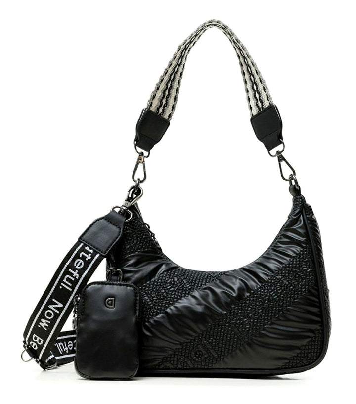 Desigual Damen Fabric Shoulder Bag, U Schwarz, Schwarz