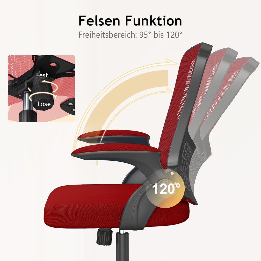 naspaluro Ergonomischer Bürostuhl, Schreibtischstuhl mit 90° Klappbaren Armlehnen, Einzigartige Lend