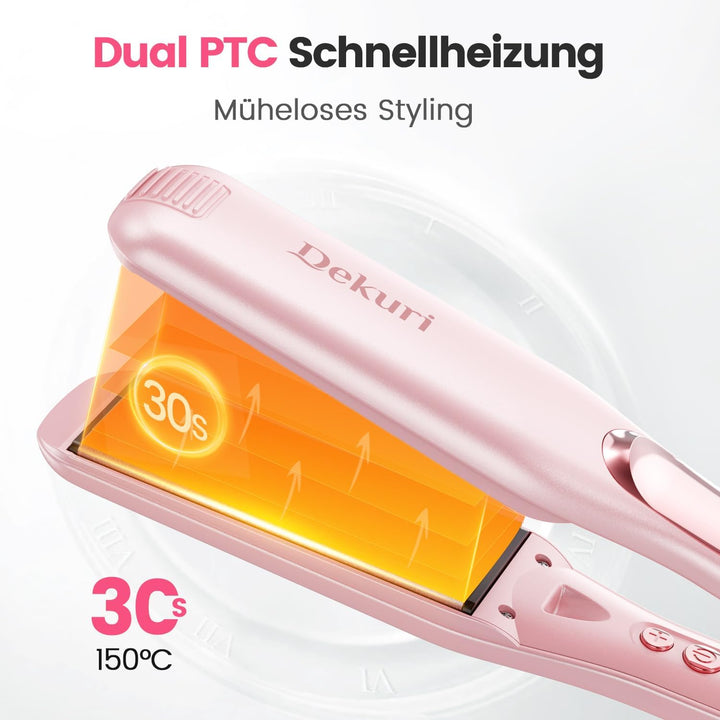 Dekuri Glätteisen, 42 mm breite Platten, wasserbasierter Keramik-Glätteisen Locken und Glätten, Haar