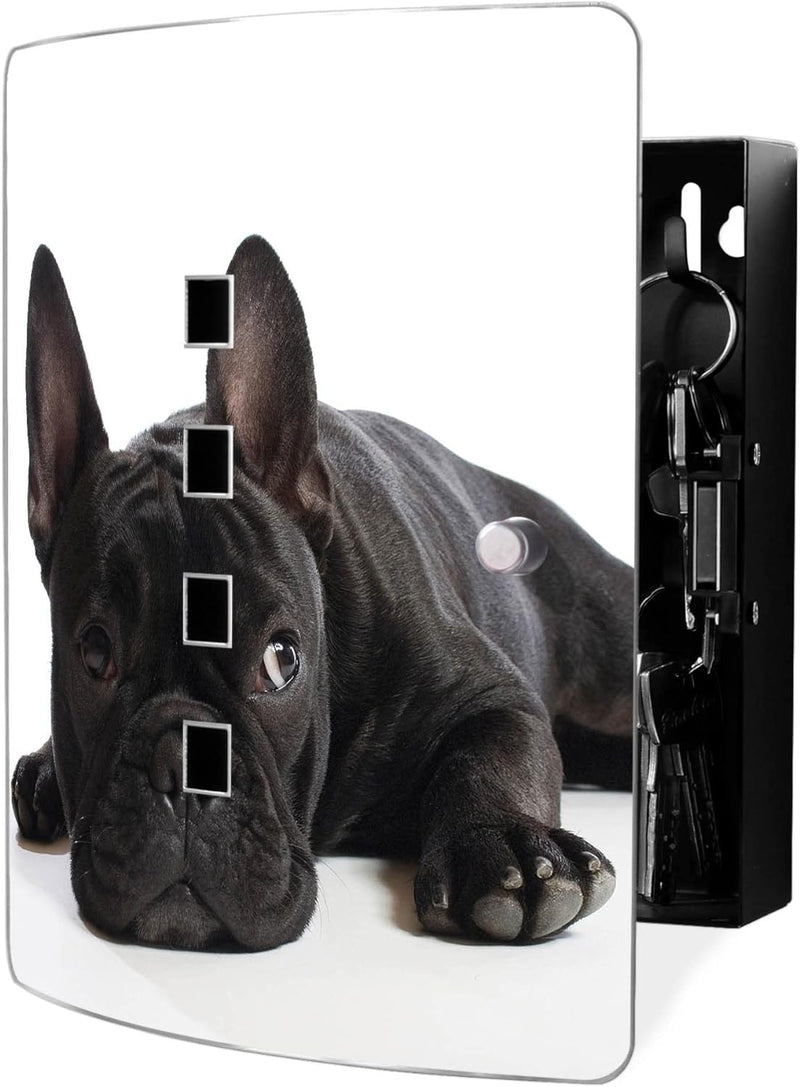 banjado® Design Schlüsselkasten aus Edelstahl mit Motiv Bulldogge für 10 Schlüssel - Schlüsselschran