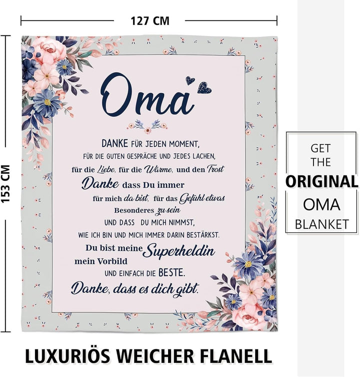 Oma Geschenk Zum Geburtstag, Personalisierte Superweiche Omas Decke aus Flanell, Geburtstagsgeschenk