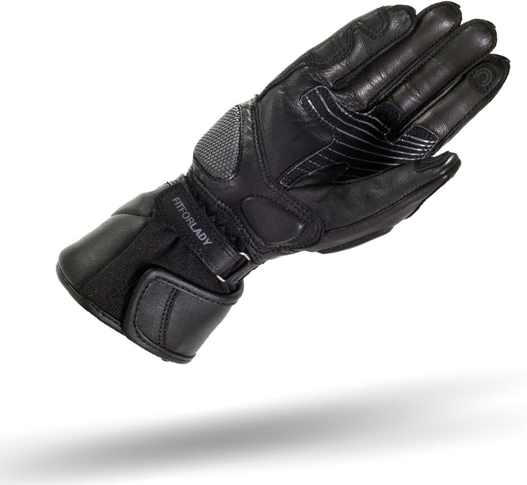 Shima MONDE Frauen Damen Motorradhandschuhe Leder Touring Urban LadyFit ( XS-L, Schwarz), M M Schwar
