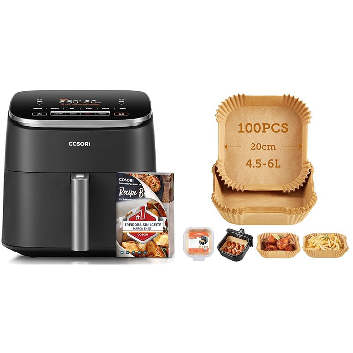 COSORI Heissluftfritteuse XXL Turbo Blaze, 6L Airfryer mit 5 Geschwindigkeitsstufen & Backpapier für