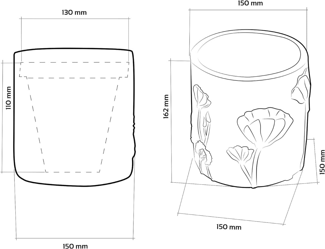 CONCRETTE Flower Deco Geformter Blumentopf für Aussen und Innen Handgefertigt aus Architekturbeton O
