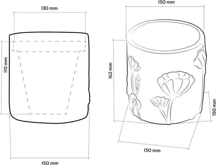 CONCRETTE Flower Deco Geformter Blumentopf für Aussen und Innen Handgefertigt aus Architekturbeton O