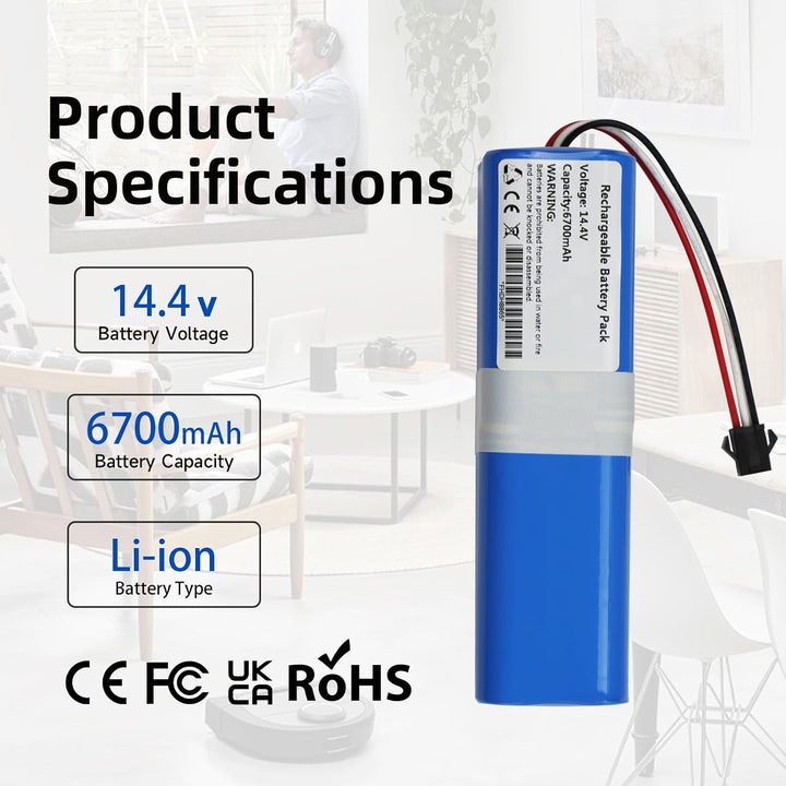 K KYUER 6700mAh 6.60.40.01-0 Rechargeable Saugroboter Akku für Blaupunkt BlueBot Xtreme BPK-VCBB1XTE