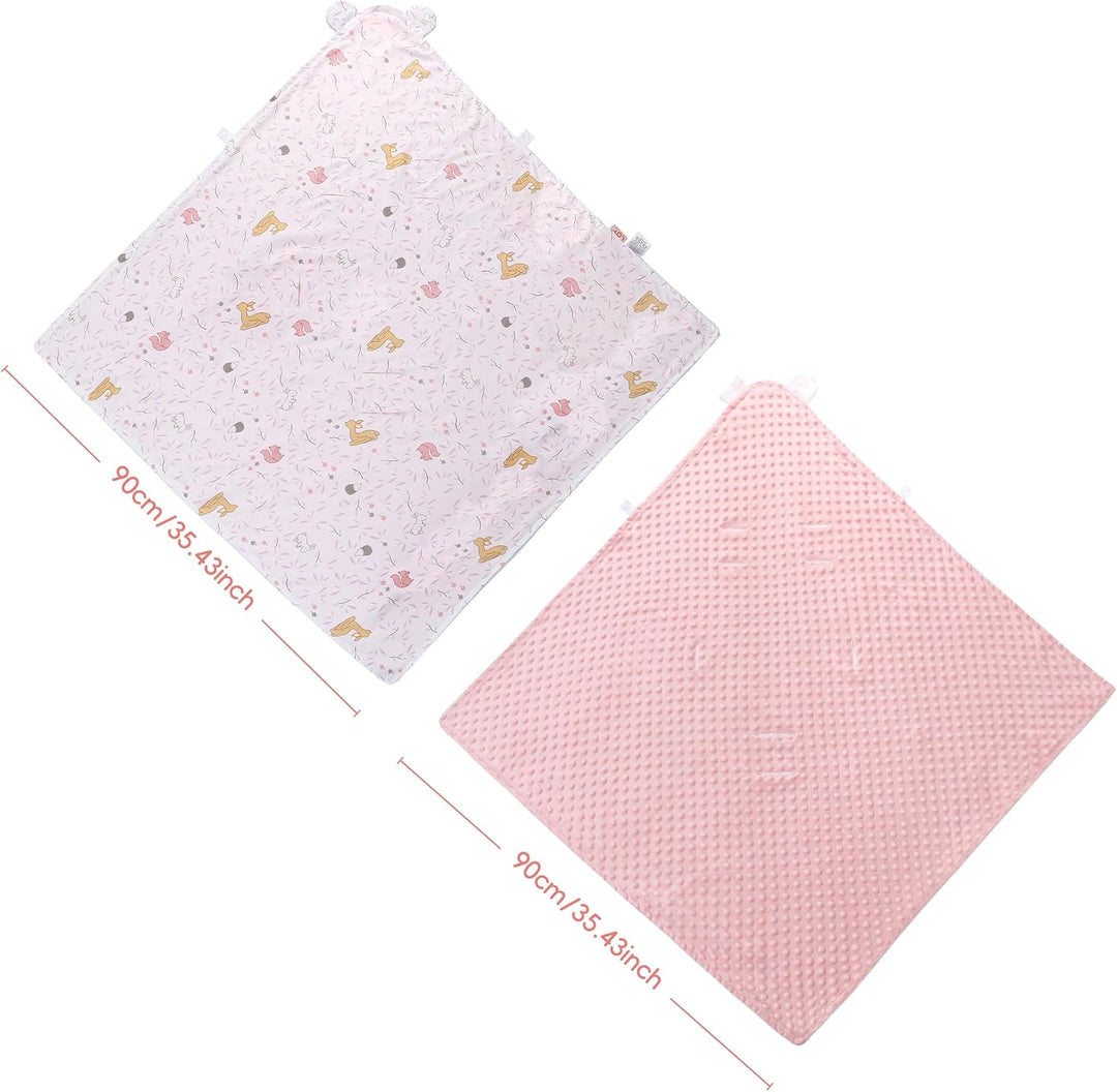 LAT Baby Einschlagdecke Babyschale, Decke Kinderwagen 90x90cm, Baumwolle Universal Babydecke Doppels