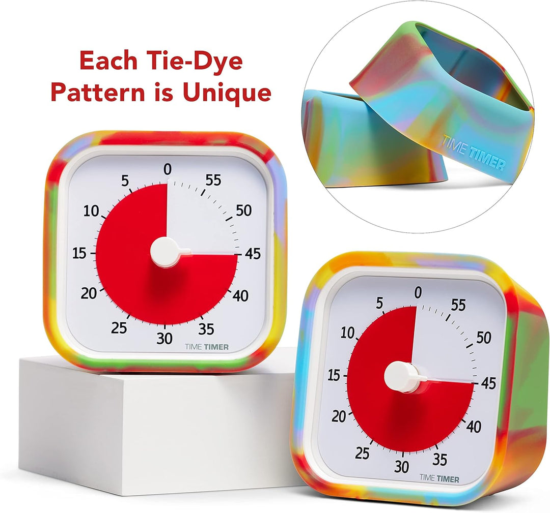 Time Timer MOD Tie Dye – Spezial-Edition – Visueller Timer für Kinderlernen, Bürouhr für Lehrer, Hei