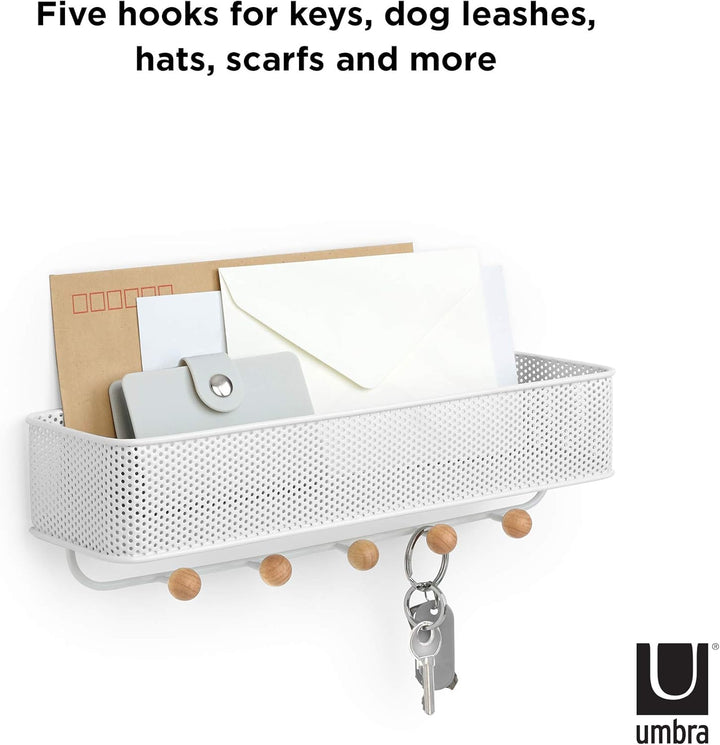 Umbra Estique Schlüsselbrett mit Briefablage, Multifunktionaler Wand Organizer für den Eingangsberei