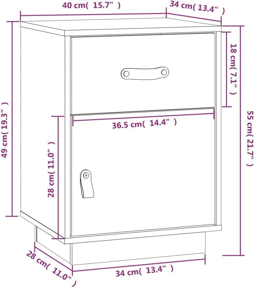 FIRBNUS Bedside Table Nachtkonsole Beistelltisch mit Stauraum Night Stand Nachttisch Honigbraun 40x3
