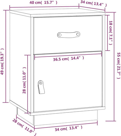 FIRBNUS Bedside Table Nachtkonsole Beistelltisch mit Stauraum Night Stand Nachttische 2er Set Honigb