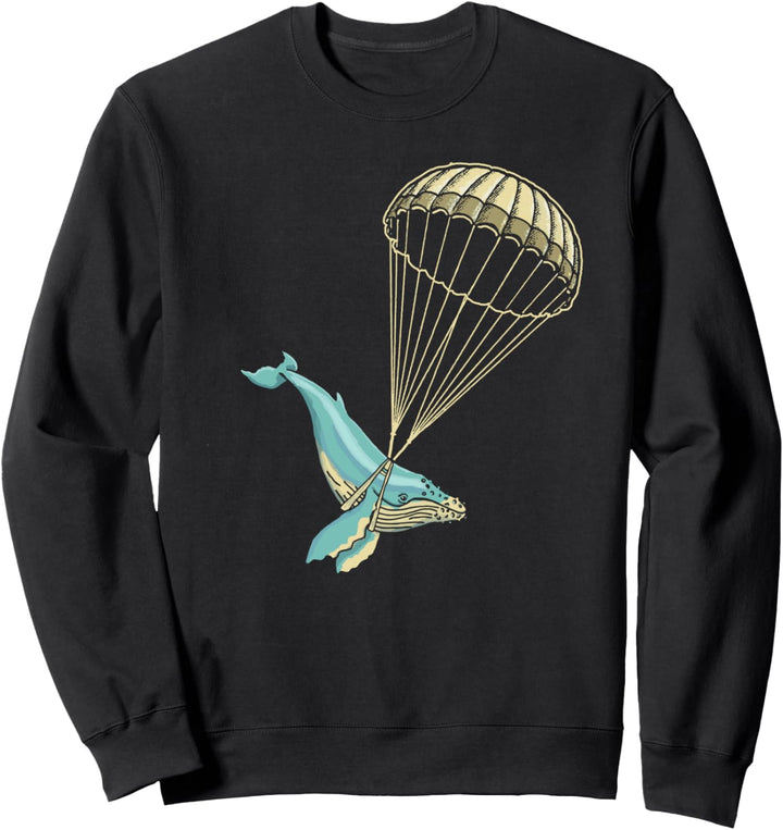 Blue Whale Parachute Illustration Sweatshirt