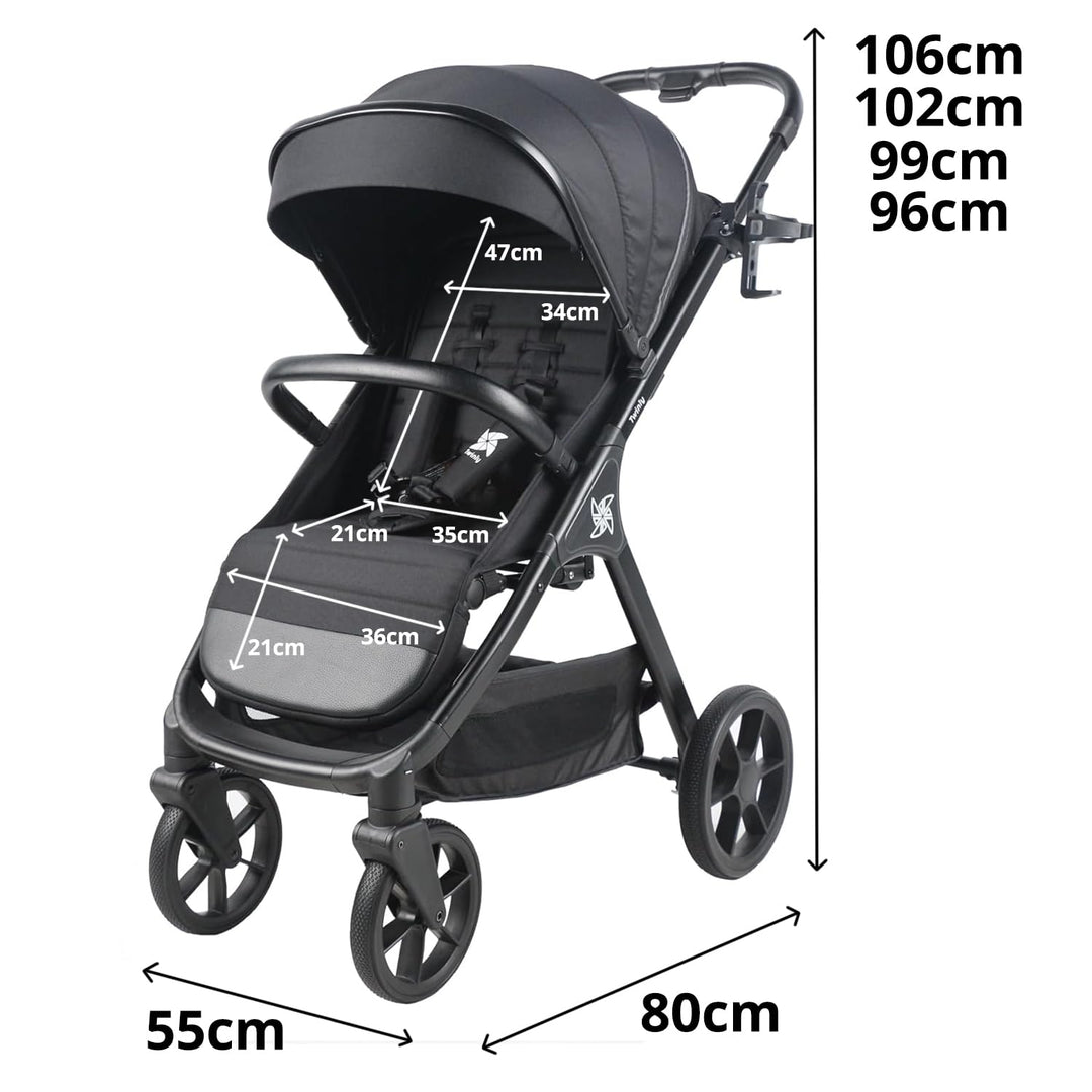 Spacely Buggy bis 25kg - Leichter Reisebuggy klein zusammenklappbar mit Liegefunktion | Kinderwagen