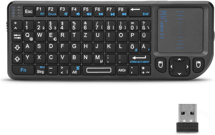 Rii X1 Mini Tastatur Wireless, Kabellos Tastatur mit Touchpad, Mini Keyboard für Smart TV Fernbedien