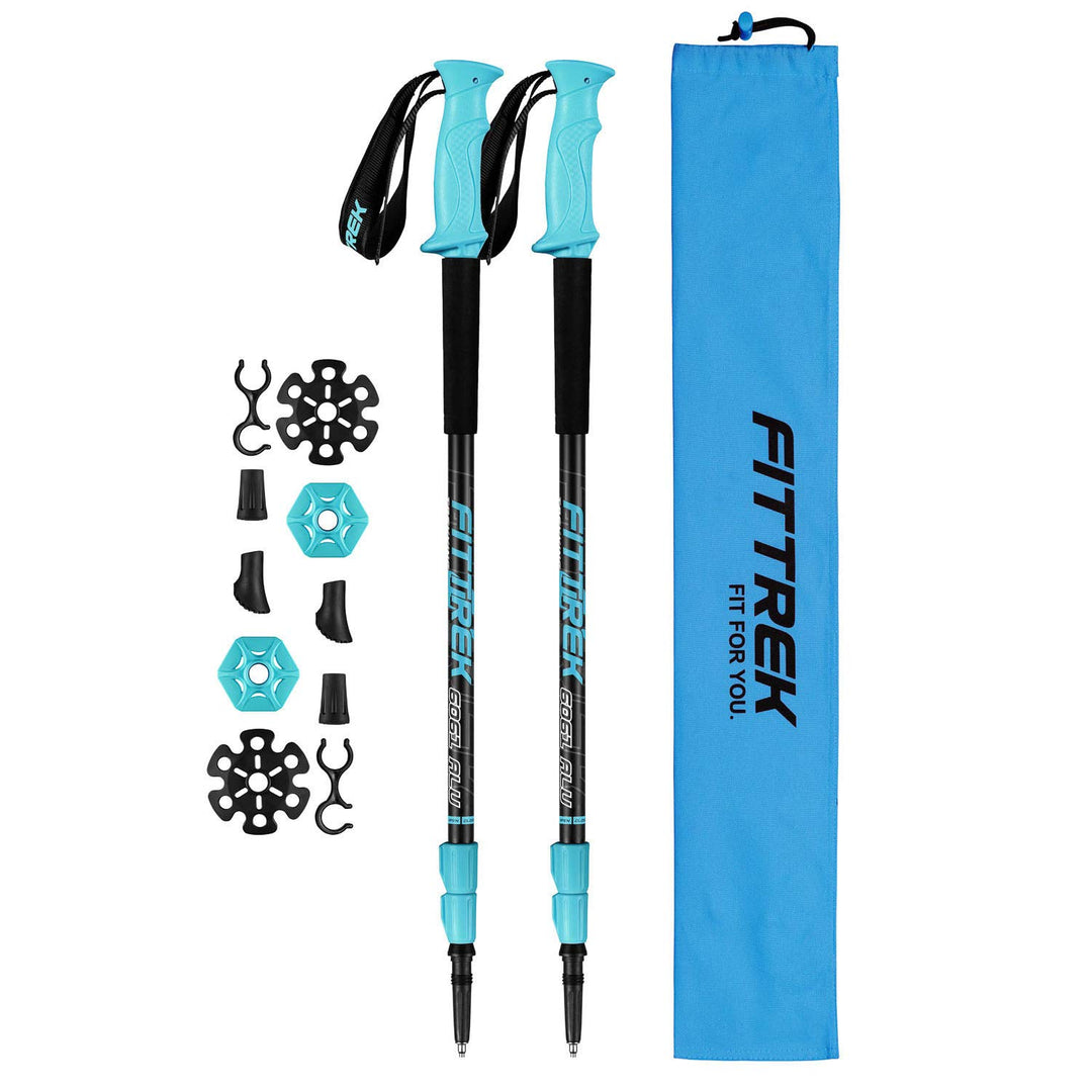 FitTrek Wanderstöcke Trekkingstöcke - Walking Stöcke Teleskop - Nordic Walking Stock Verstellbar Lei