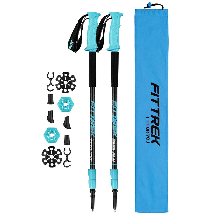 FitTrek Wanderstöcke Trekkingstöcke - Walking Stöcke Teleskop - Nordic Walking Stock Verstellbar Lei