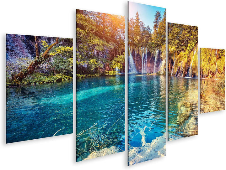 islandburner Bild auf Leinwand Majestätischer Blick Auf Türkisfarbenes Wasser Und Sonnige Strahlen I