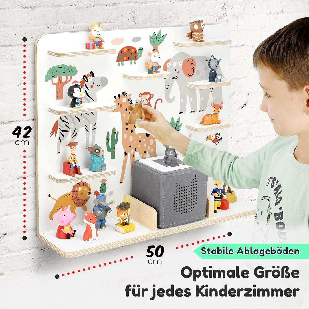stadtecken Holzregal für Musikbox I Geeignet für die Toniebox und ca. 50 Tonies I Perfekte Tonie Auf