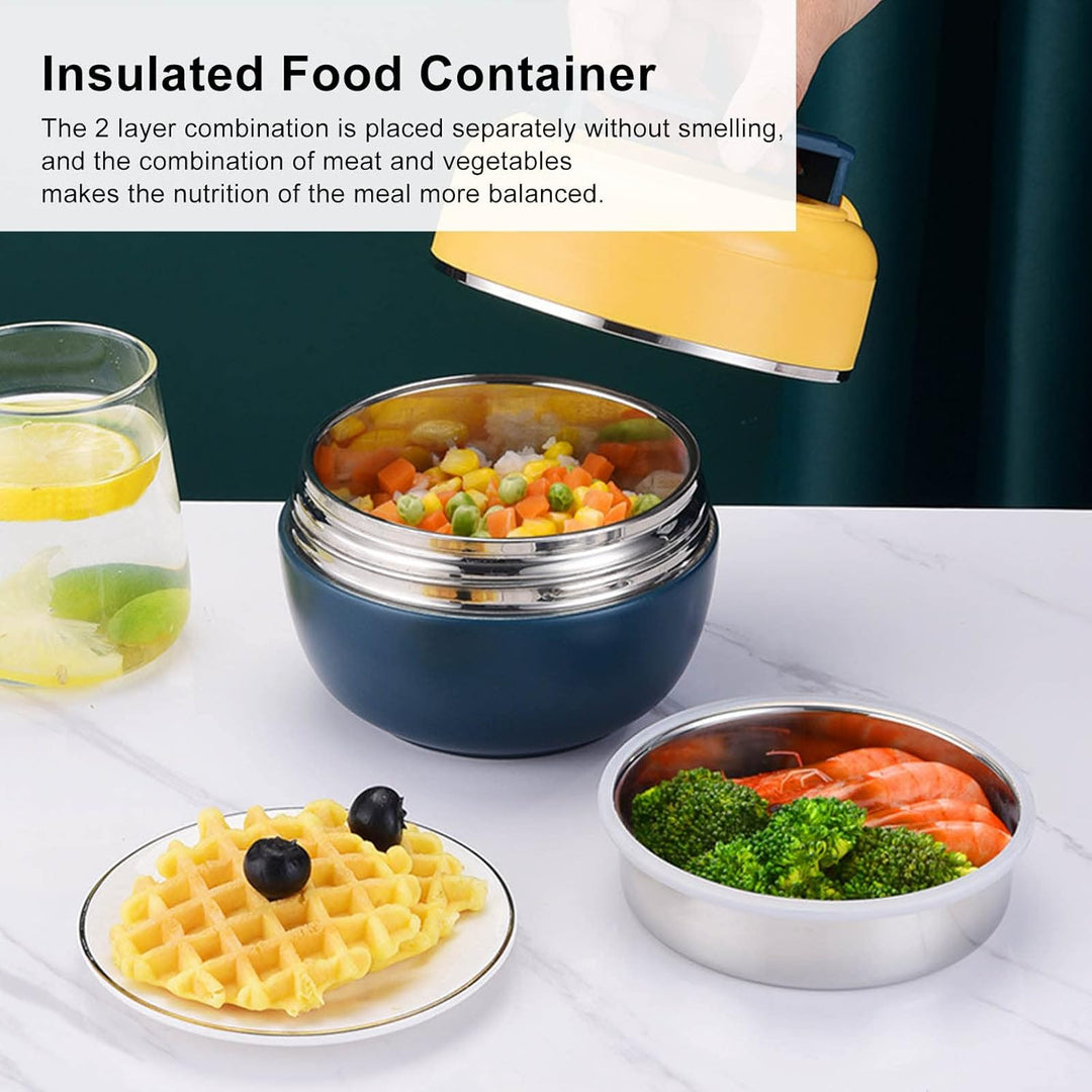 0.8l Bento Box Edelstahl Für Erwachsene Kinder,Thermo Lunchbox, Thermodose Warmhalten Essen, 2-lagig
