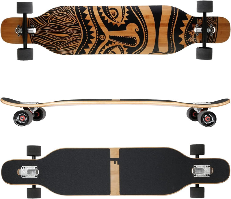 FunTomia Longboard mit 3 Flex Stufen Drop Through Cruiser Komplettboard Mach1 Speed Kugellager T-Too