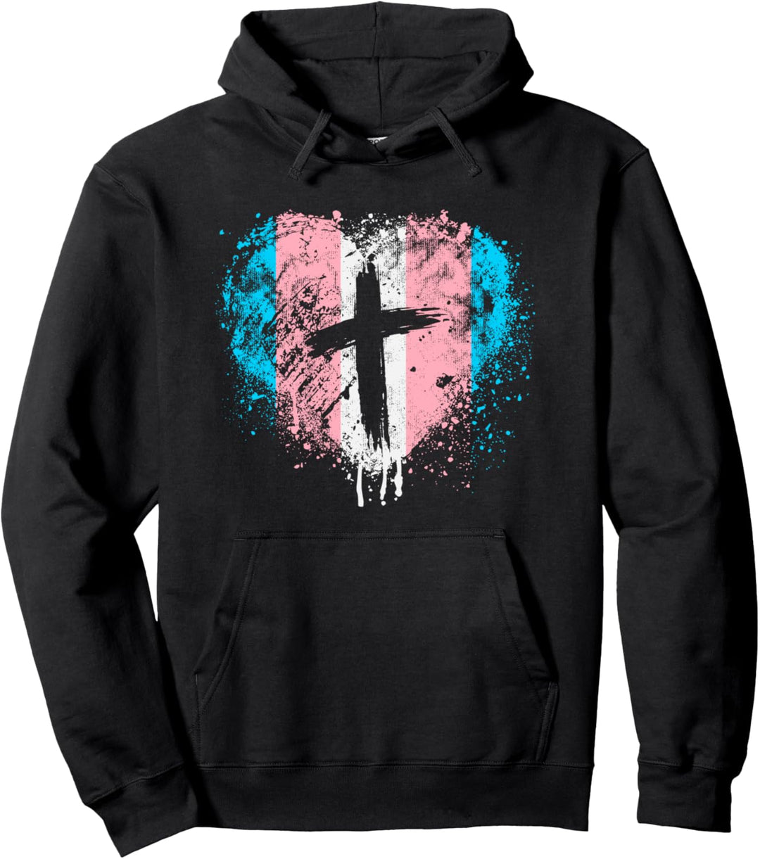 Herz mit Kreuz, Transgender, christlich religiös Pullover Hoodie