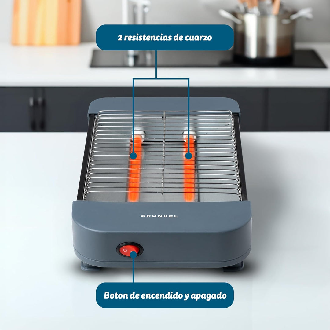 Grunkel Toaster mit 300 W und geeignet für 1 Brotscheibe mit On/Off und ohne Timer. Krümelschublade