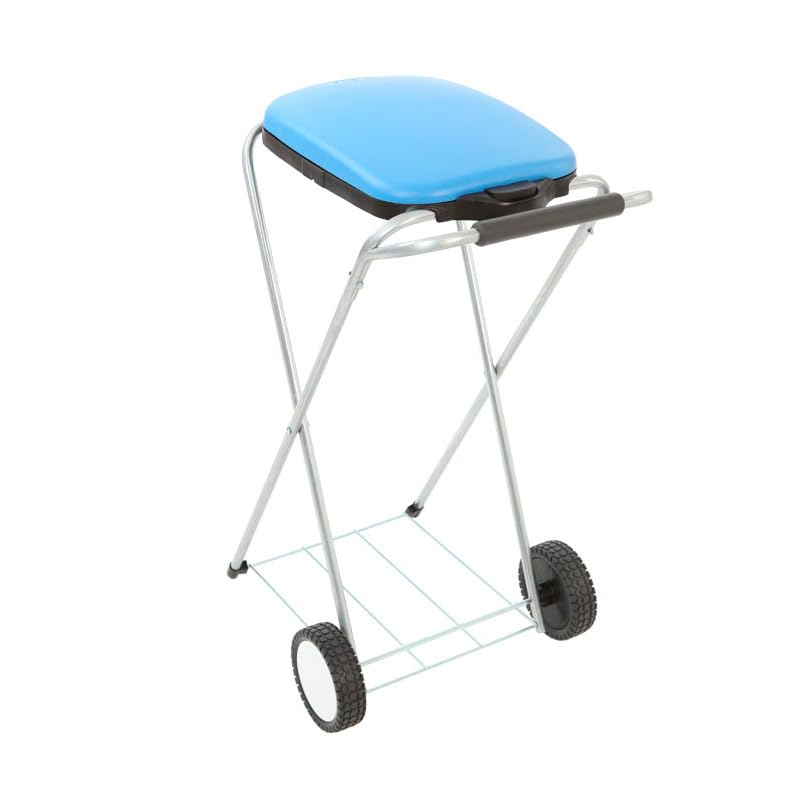 PROREGAL Klassischer Abfallsackständer mit Deckel und Rollen | HxBxT 83x44x56cm | Verzinkte Rohre |