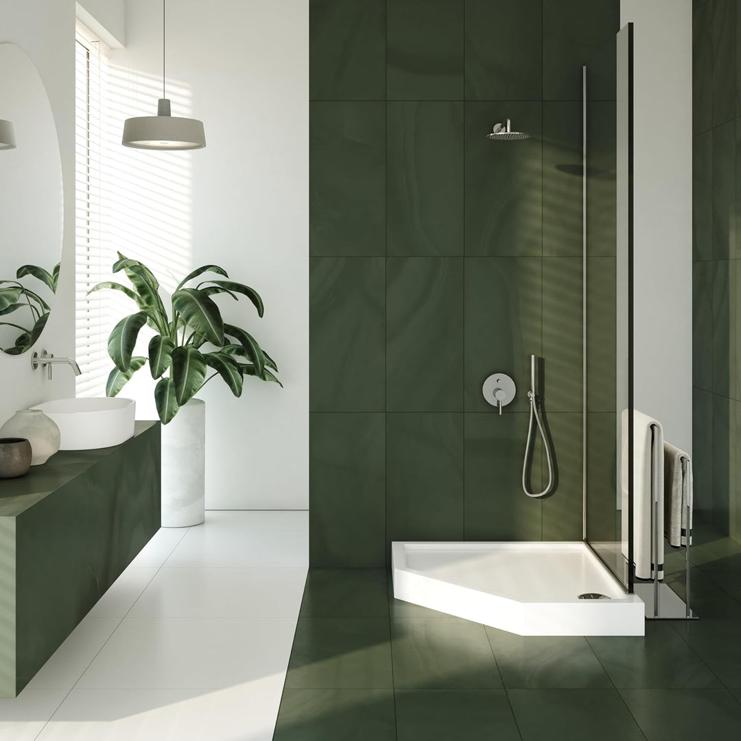 AQUABAD Duschwanne/Duschtasse | Ultima mit LeakProtect Technologie Smooth White 90x90cm Fünfeck 90 x