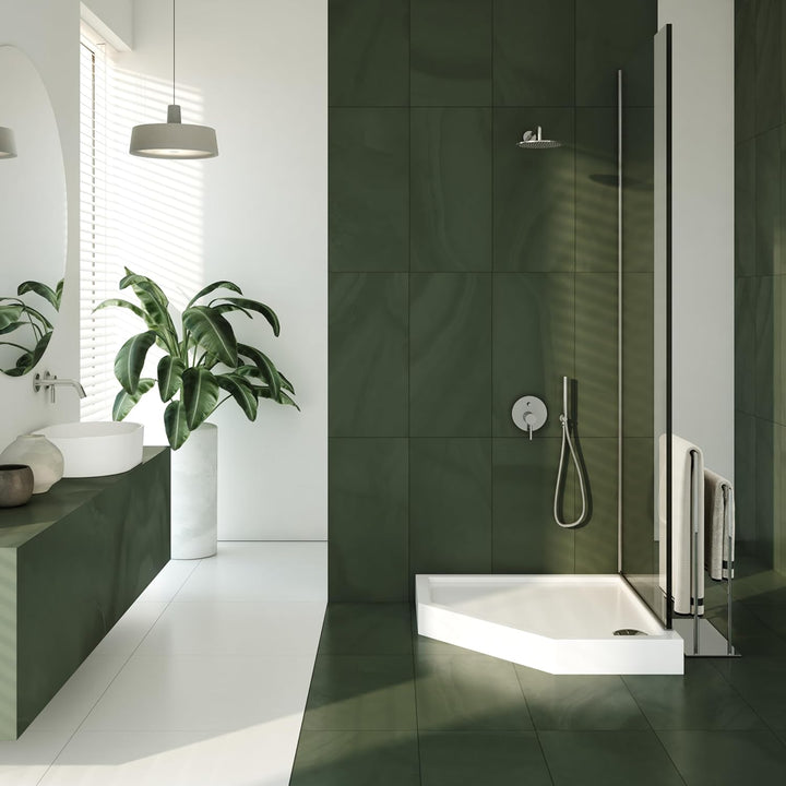 AQUABAD Duschwanne/Duschtasse | Ultima mit LeakProtect Technologie Smooth White 90x90cm Fünfeck 90 x