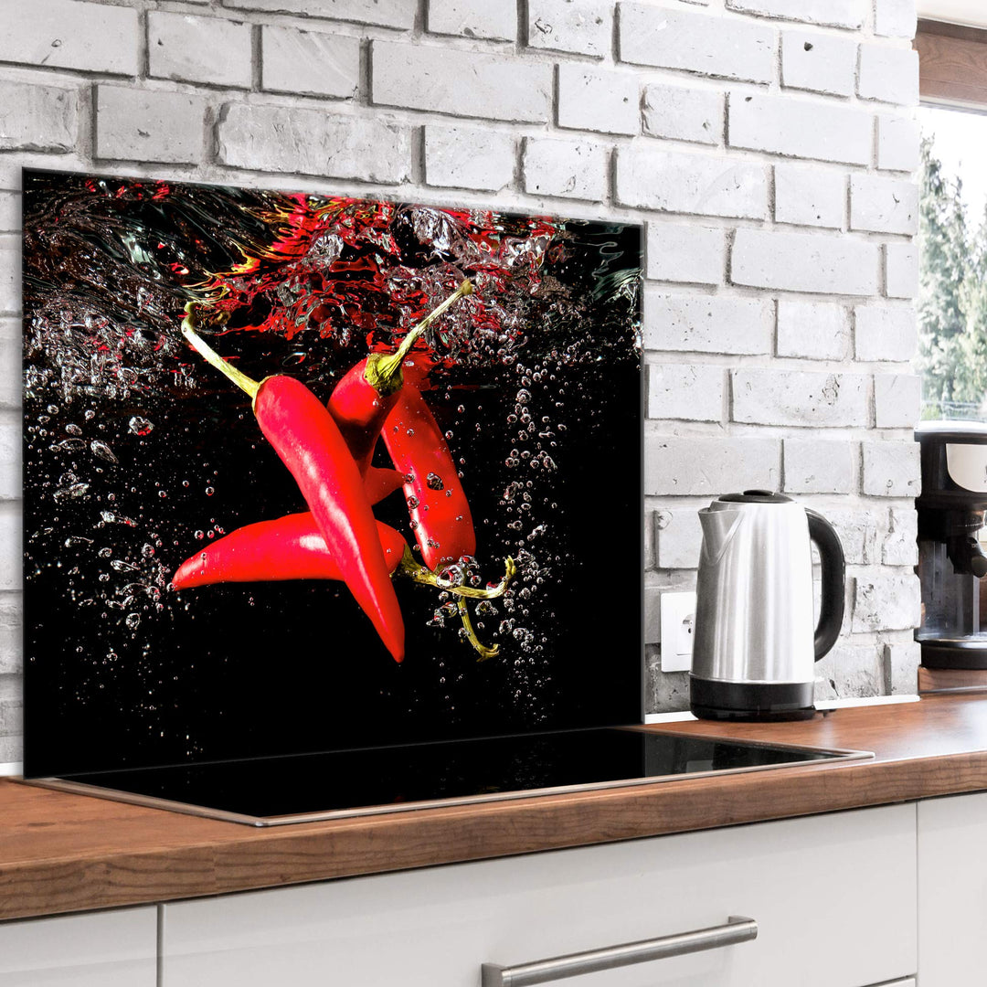 murando Spritzschutz Glas für Küche 80x60 cm Küchenrückwand Küchenspritzschutz Fliesenschutz Glasbil