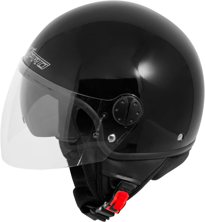 Motorradhelm Motorrad Roller Jet Helm Innensonnenblende 2 Viser SonicMoto 59 cm (XL) Schwarz, 59 cm